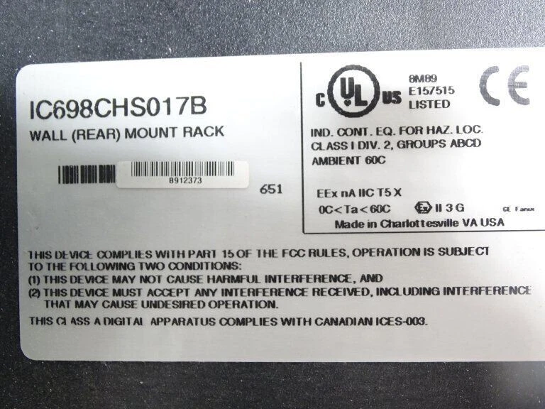GENERAL ELECTRIC IC698CHS017B PLC WALL GE Fanuc Emerson RX7i Rear Mount RACK - Image 3 of 3