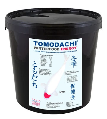 TOMODACHI Koifutter Winterfutter Sinkfutter Energie Spirulina Winterfood Energy 5kg Eimer