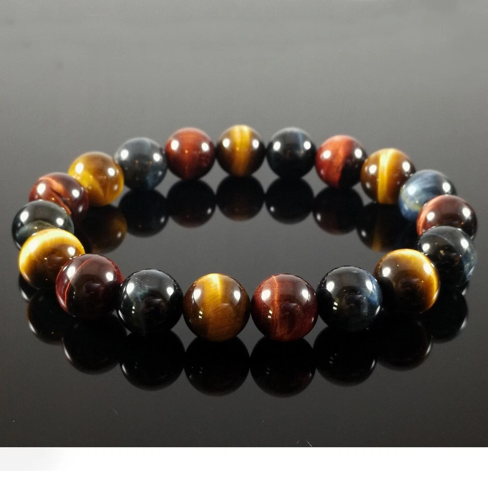12 мм натуральный тигровый глаз браслет круглый камень бусина ястреб глаз исцеление драгоценных камней мужчин - Изображение 4 из 4
