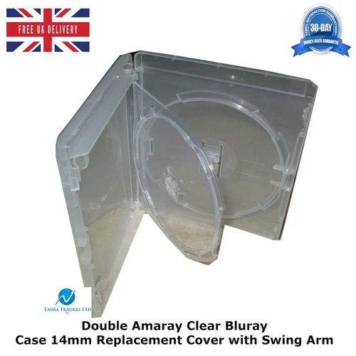 Double Amaray Clear Blu ray Case 14mm Spine with Inner Swing Tray Cover NEW HQ