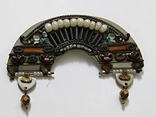ISRAEL Ayala Bar Handmade Beaded Detailed Pin Brooch METAL WITH BEADS