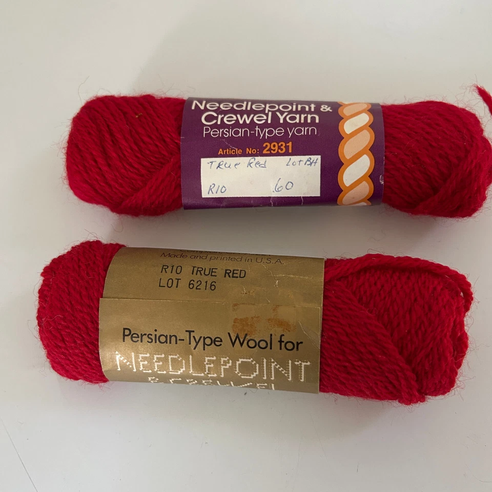 批量 8 件 25-Yd Skeins Columbia Minerva 针绣 Crewel 纱线 白色 红色 黄色 — 第 3/4 张图片