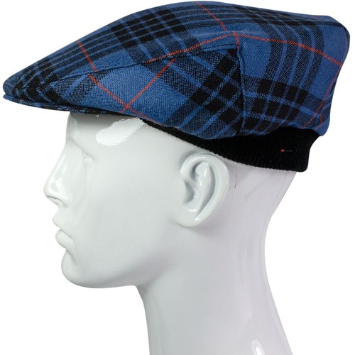 Mens Tartan Flat Cap MacKay Blue Ancient Tartan Plaid One Size Scottish Made Hat - Picture 3 of 5