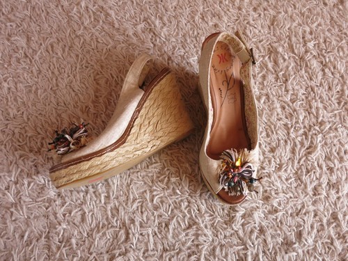 Wedges Keil Sandalette Sandale Plateau Espadrilles Sling Bast Beige Gr. 39 - Bild 2 von 9