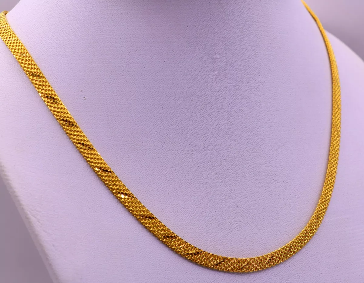 22K YELLOW GOLD HANDMADE CHAIN LINK SNAKE CHAIN DESIGN UNISEX