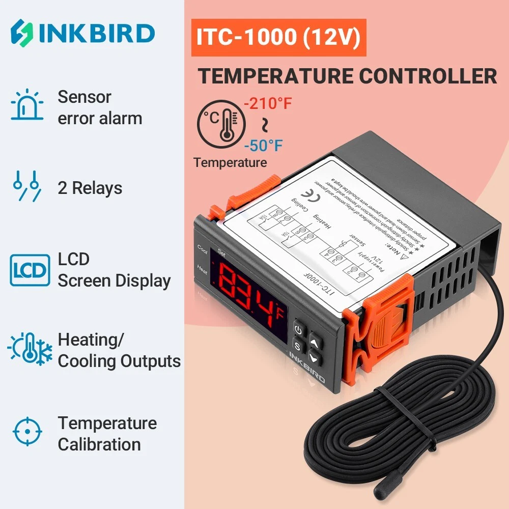 INKBIRD Pre-Wired Dual Stage Thermostat Temperature and Humidity