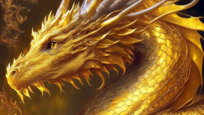 metaphysical King Chinese Gold GUARDIAN DRAGON GUIDE Wisdom Wealth health