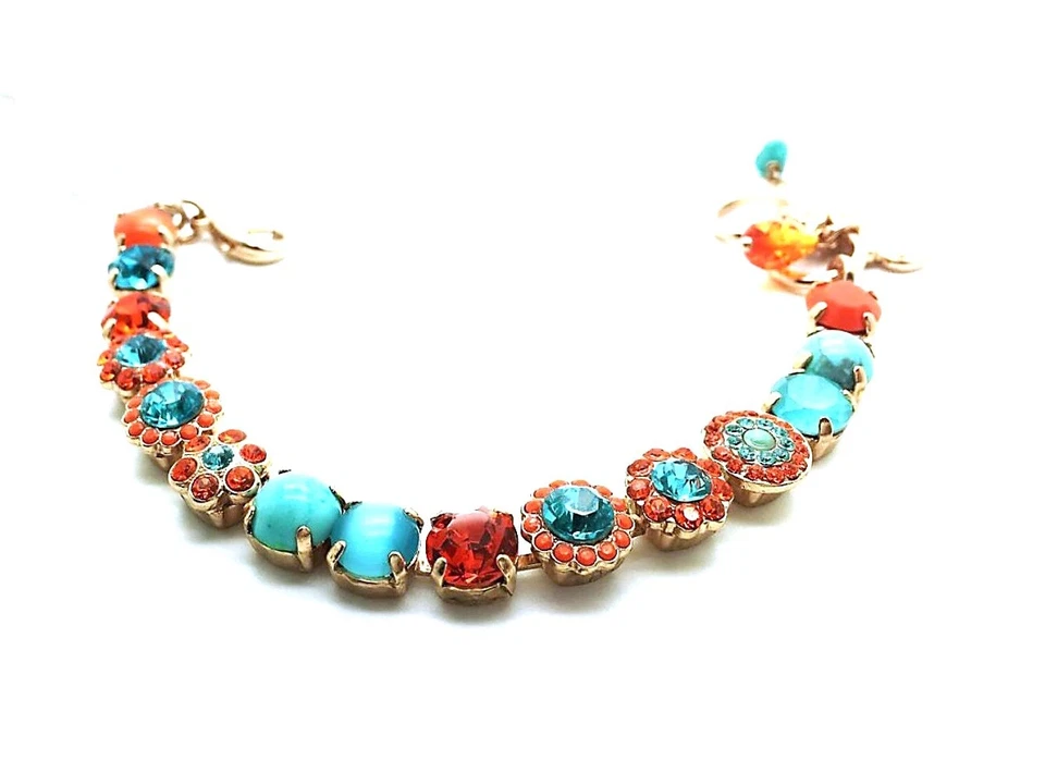 Pulsera Mariana Turquesa y Flor Cristales Austriacos Serengeti África Coll. Foto 3 de 3
