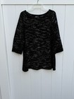 Liz Claiborne Weekend Woman 2X Plus Black White Marled 3/4 Sleeve Sweater