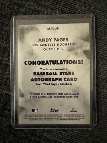2024 Topps Update Series - Andy Pages - Baseball Stars Rookie Autograph - Picture 2 of 2