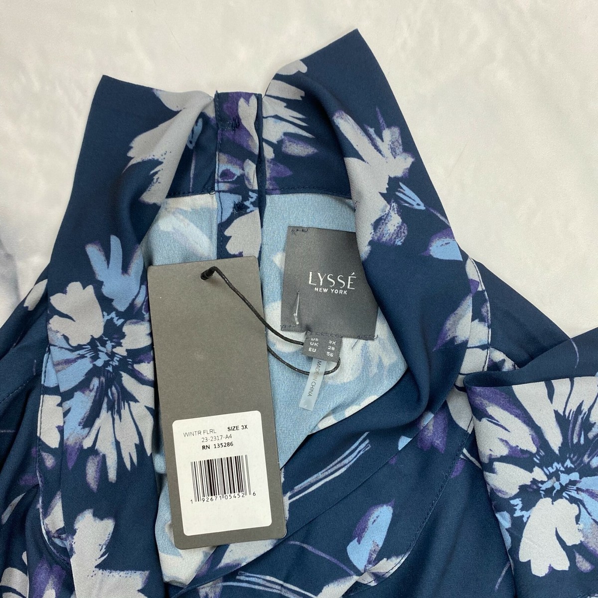 ばなな Lysse Victoria Floral Mock Neck Top Plus Size 3X Womens Winter