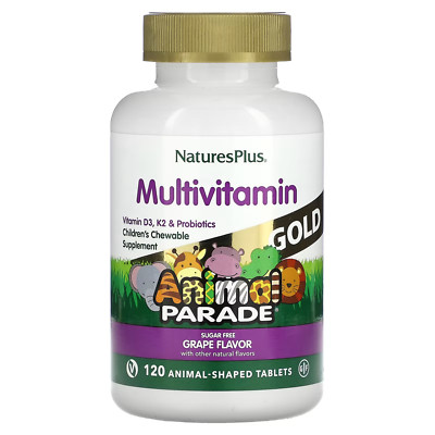 NaturesPlus, Tierparade Gold, Multivitamin kaubar, Traube, 120 tierförmig