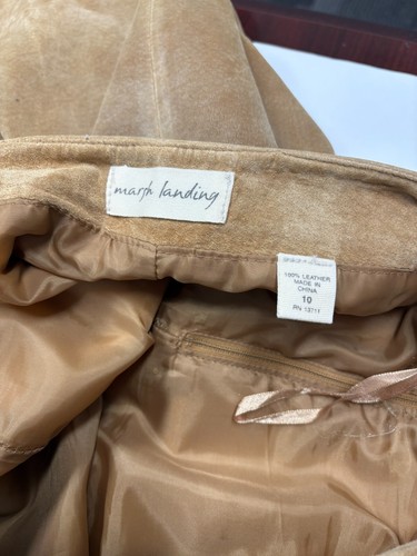 Marsh Landing Leather 2 Piece Size 10 Womens Cowgirl Tan Long Skirt & Top - Picture 20 of 21