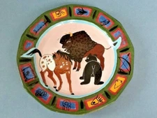 A Colorful Decorative Ceramic Plate With Animals - Titled 'Once Upon America' 