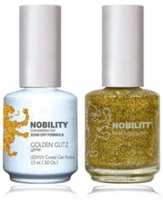 Lechat Nobility Gel Polish & Nail Lacquer - Golden Glitz 0.5 oz - #NBCS067