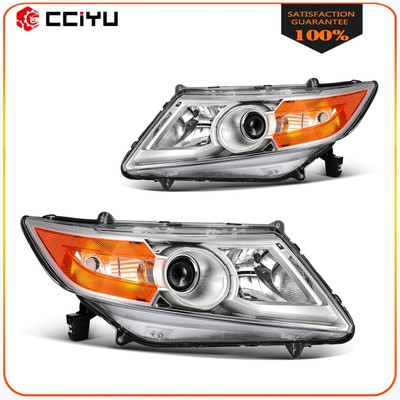 Pair Halogen Headlights Assembly For 2011-2017 Honda Odyssey 3.5L Chrome Housing