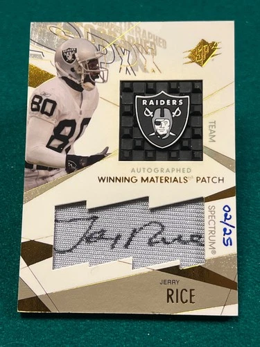 /25 Jerry Rice 2003 SPx Winning Materials Auto Patch Spectrum Upper Deck