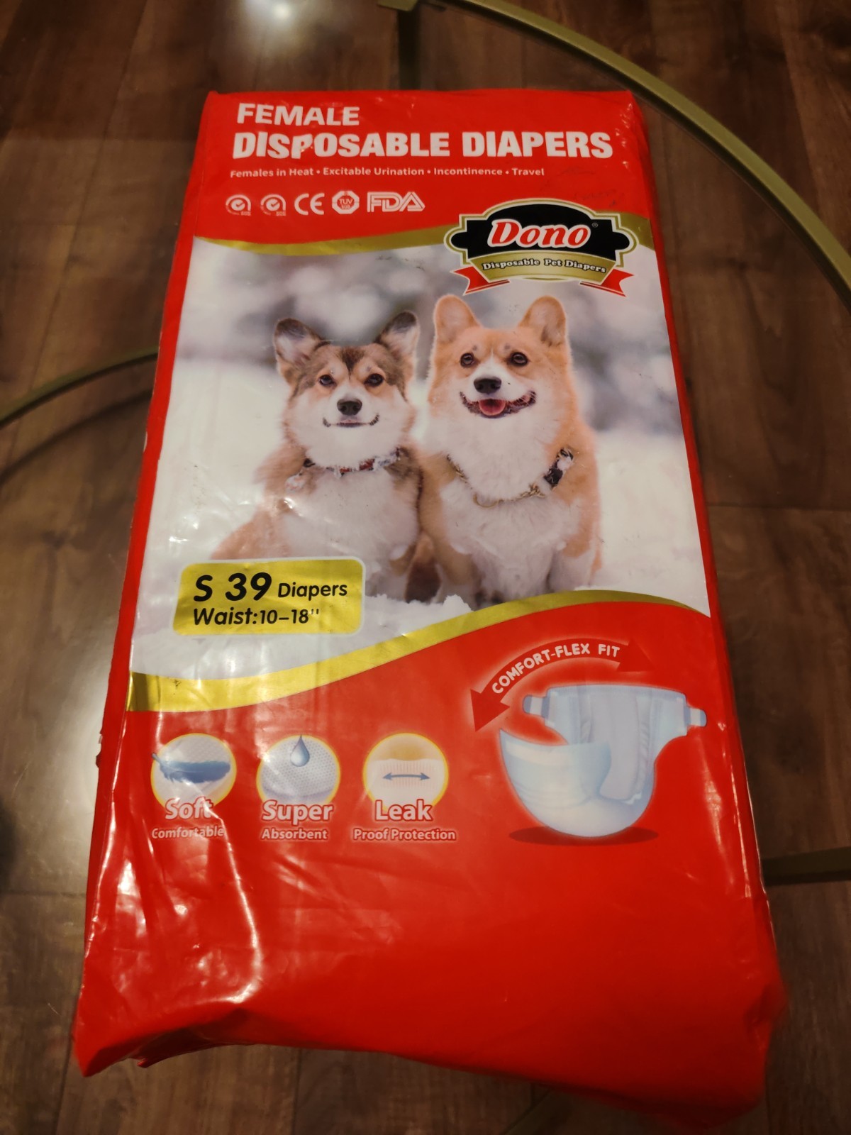 Dono Disposable Female Dog Diapers Leak Proof, Size S - 39pcs