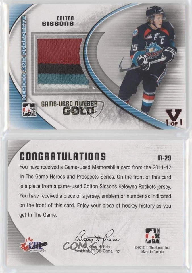 2011-12 ITG Heroes and Prospects Gold Number Vault Ruby 1/1 Colton Sissons xp6 - Image 3 of 3