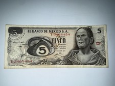 1972 Cinco (5) MEXICO Pesos Foreign Banknote Mexican Currency María Josefa