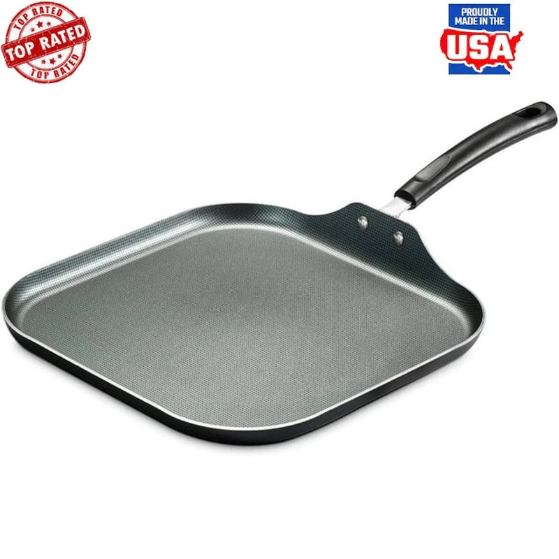 11" Nonstick Square Griddle Dishwasher Safe Aluminum Stay Cool Handle Cooking US