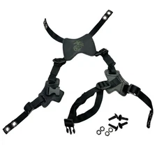 USMC EGA Black LWH PASGT MICH ACH Helmet 4-Point Retention Chin Strap X Harness