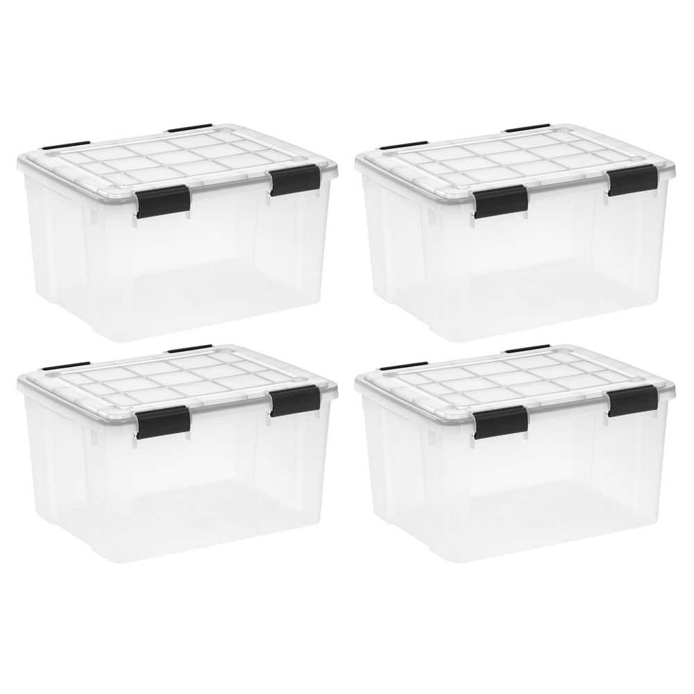 44 qt Clear Airtight Plastic Storage Bin with Sealed Lid for Food or Organizing