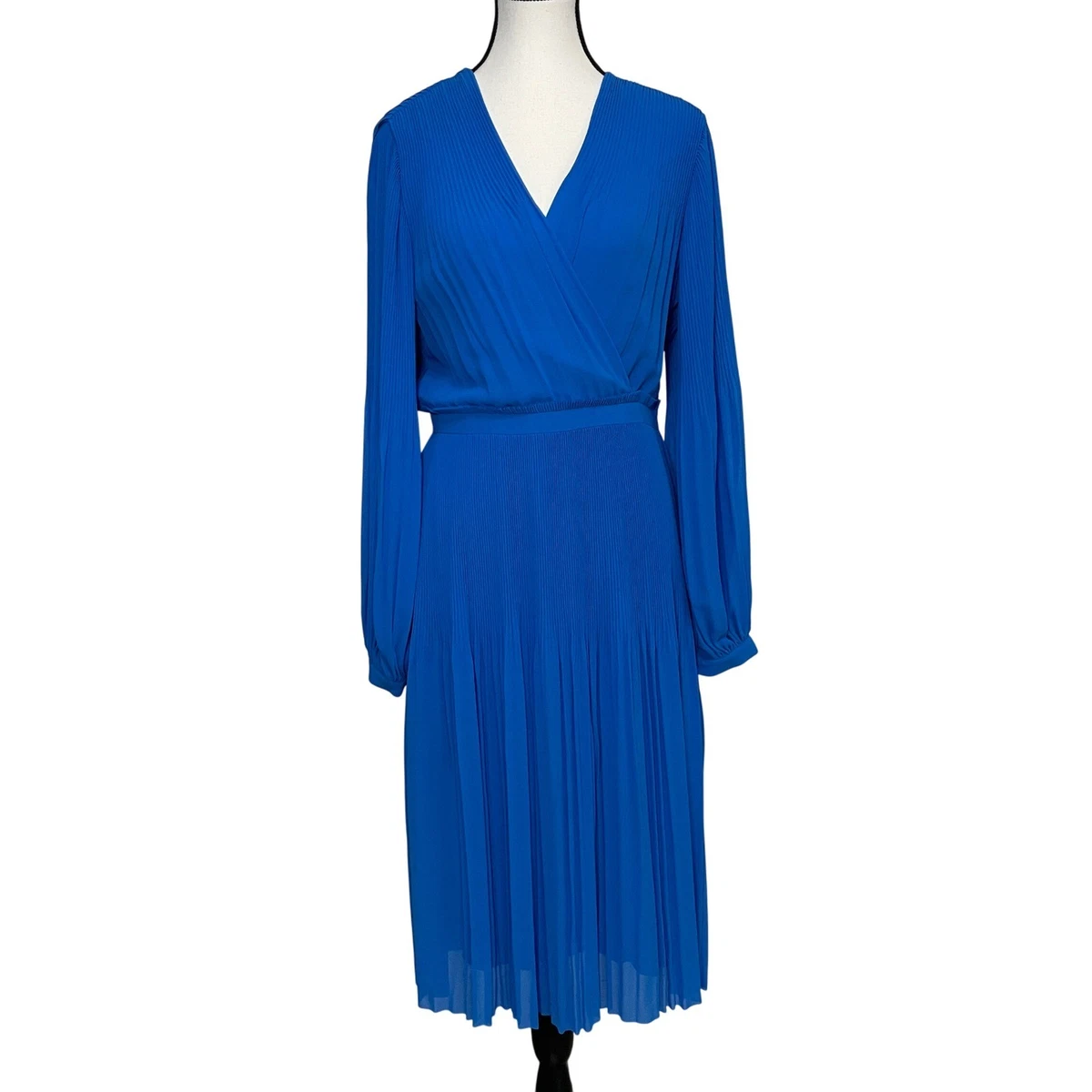 sachin and babi light blue dress Chiffon Long Sleeve Solid Wrap Dresses for sale