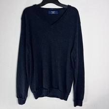 J Crew 100 Merino Wool V Neck Sweater Slim Fit Gray Pullover Men  s Size Large