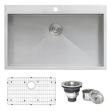 Ruvati 33x22 inch Drop-in 16 Gauge Zero Radius Kitchen Sink- RVH8000 (117042)