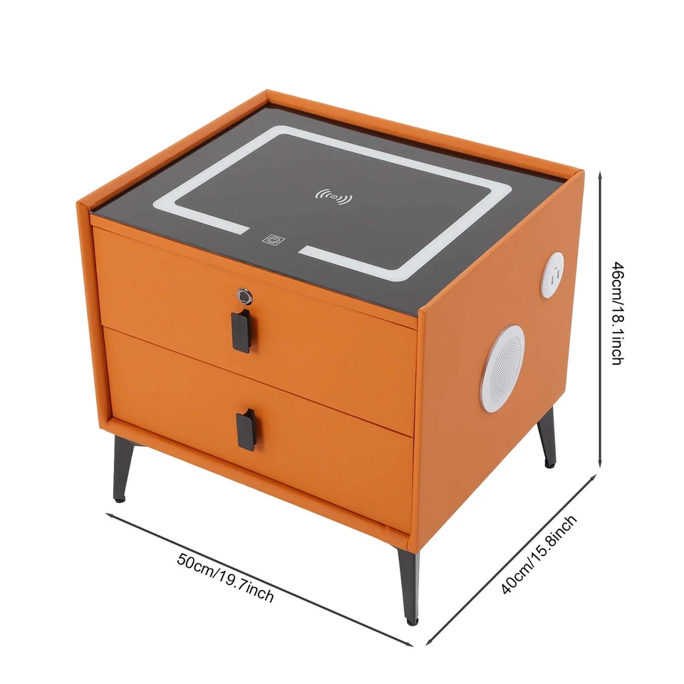 Bluetooth Speaker Smart Bedside Table with 3Color Light, USB & Wireless Charging - Image 2 of 4