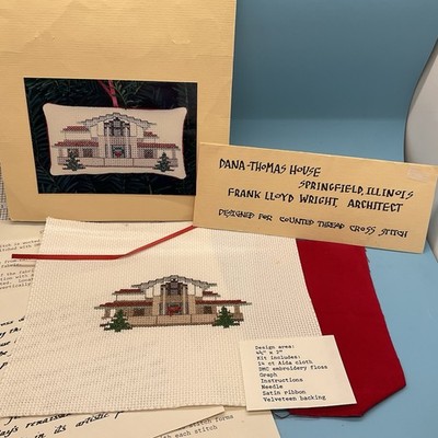 Cross Stitch Ornament Kit Frank Lloyd Wright Dana Thomas House Partially Done