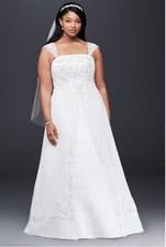 A line Chiffon Split Front Overlay Wedding Dress STYLE V9010