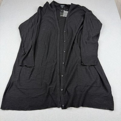 Torrid Black Slub Knit Button Front Cardigan Sweater 4X Longline NWT