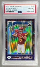 2024 Panini Donruss Optic 248 Jayden Daniels RC Rated Rookie Purple Shock PSA 10