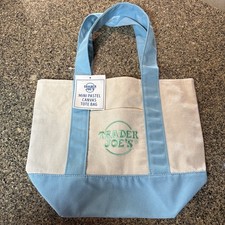 Trader Joe  s Spring 2026 Mini Pastel Canvas Tote Bag Baby Blue