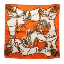 Orange Equestrian Horse  Chain Satin Scarf   20 20 Square Neck Scarf