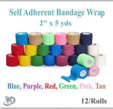 12-Rolls Self Adhesive Bandage Wrap, Medical Tape 2 In x 5 Yds Pro Advantage