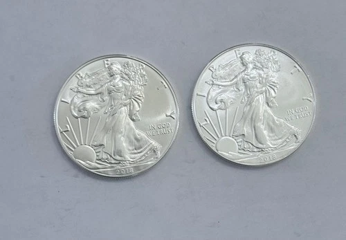 2018 American Silver Eagle 1 OZ. X 2 /.999 Fine Silver BU Uncirculated