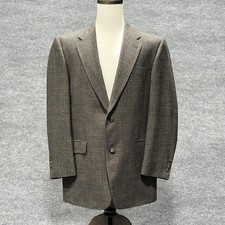 Hart Schaffner Marx Blazer Mens 41R Brown Gray Wool Made USA Check Sport Coat
