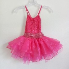 Pink TUTU Leotard Dance Child Size LG Sequin Embellished 4 Layers Tulle Chiffon