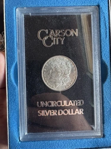1883-CC Morgan Carson City Silver Dollar $1 Uncirculated Coin In Mint Case.