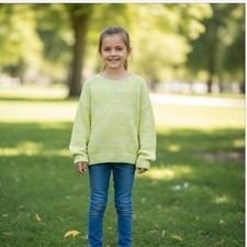 Zara Girls Knit Sweater Yellow White 5-6