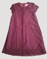 G CUTEE Maroon Lined Floral Lace Overlay Short Sleeved Dress Girls Size 6X