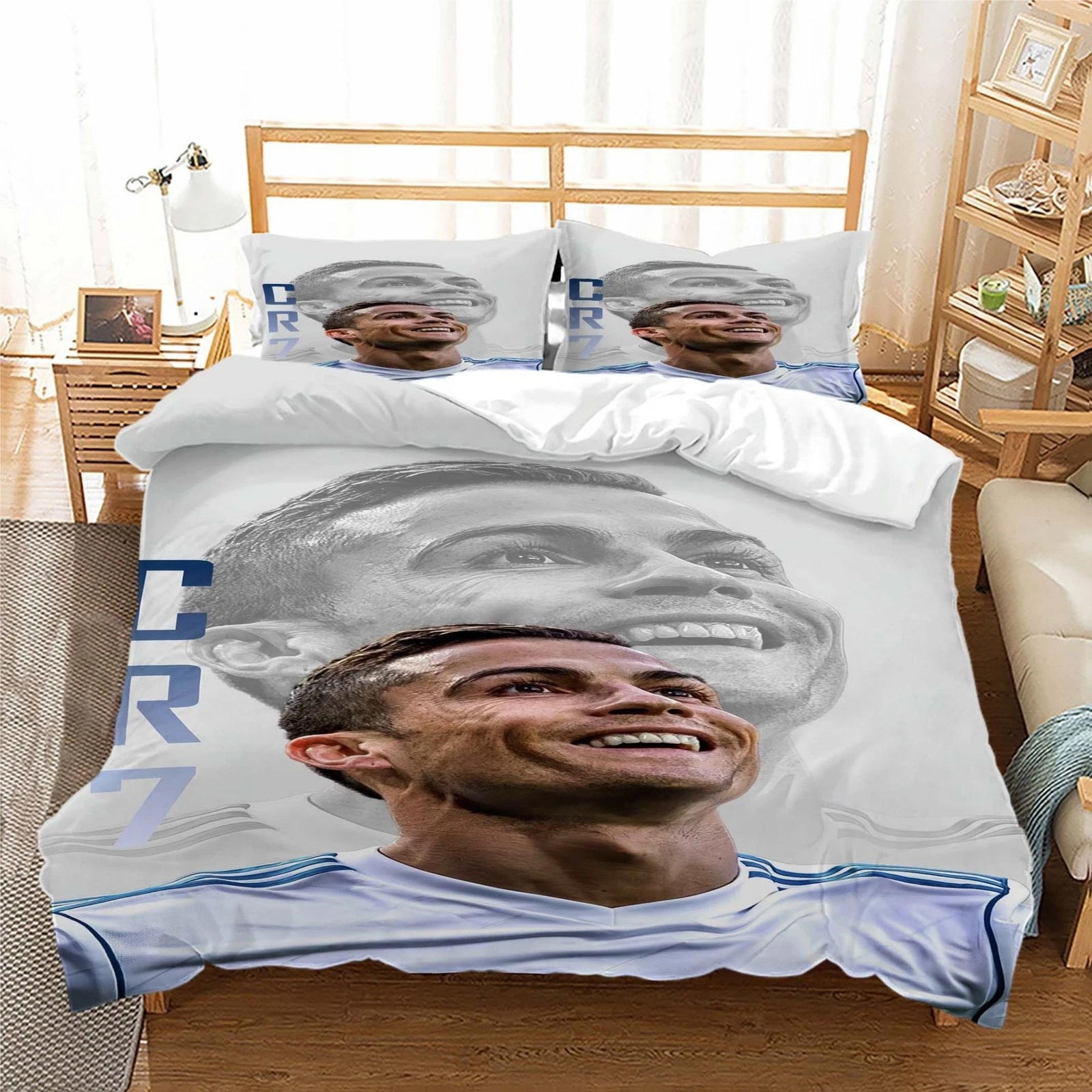 Cristiano Ronaldo Bedding Set, Soccer Fan Bedding, Football Lover Decor, Birthday Gift For CR7 Fan