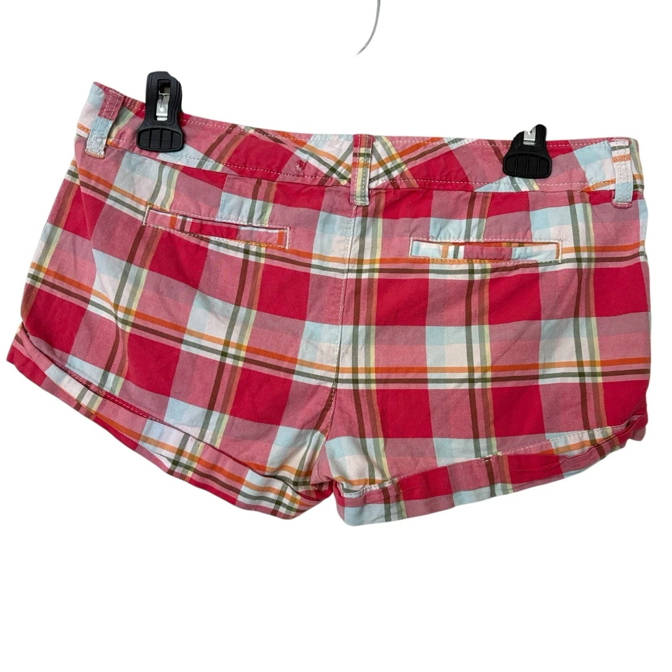 Pantalones Cortos Hollister con Puños a Cuadros 7 Y2K Preppy tiro Bajo Surf Girl Mallcore SoCal Foto 2 de 4