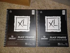 Lot of 2 Brand New Canson XL Black 9 x 12 Drawing Pad Paper with Side Wire