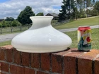 New ListingAntique Vtg 12" White Milk Glass Student Oil Lamp Shade Akron Coleman Quick Lite