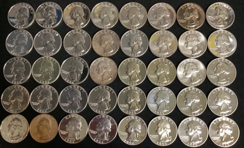 1962 Washington Quarter Proof Roll 40 Silver coins