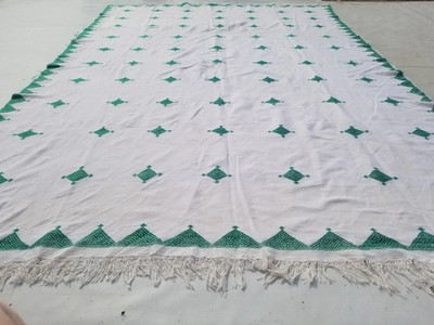 Vintage Traditional Handmade Moroccan Fassi Printed Wool Kilim 8.5x5.9ft